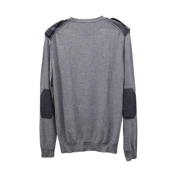 Lanvin Sweater with Epaulettes in Grey Merino Wool